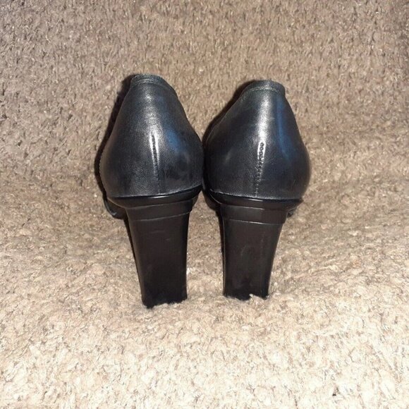 TSUBO-Avoca-Black Leather Block Heel Pumps-Size 8.5-Near Mint - Picture 5 of 7